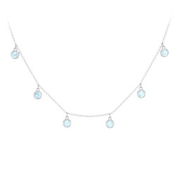 Kids Birthstone Charm Necklace with 6 Stones in 925 Sterling Silver with Blue Topaz