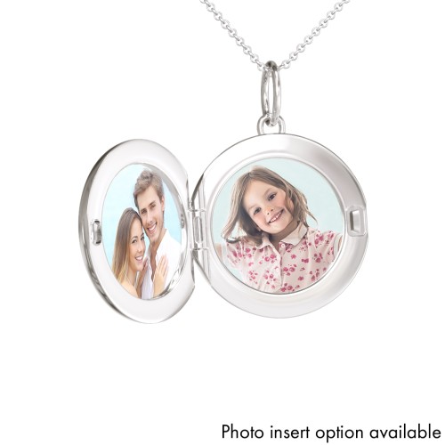 Kids Engravable Round Photo Locket with Cross Design – Sterling Silver