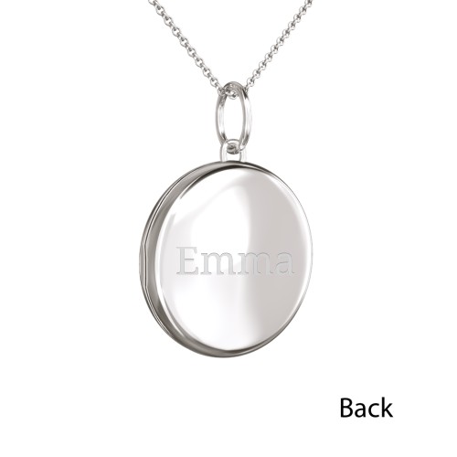 Kids Engravable Round Photo Locket with Cross Design – Sterling Silver