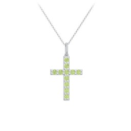 Kids Medium Gemstone Cross Pendant in 925 Sterling Silver with Peridot