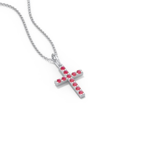 Kids Small Gemstone Cross Pendant