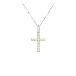 Kids Small Gemstone Cross Pendant in 925 Sterling Silver with Peridot
