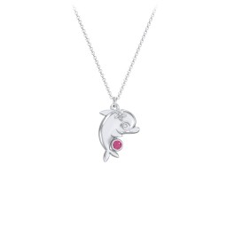 Kids Dolphin Birthstone Critter Necklace