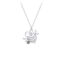 Kids Bumble Bee Birthstone Critter Necklace in 925 Sterling Silver with Smokey Quartz