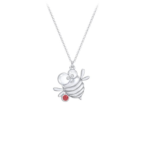Kids Bumble Bee Birthstone Critter Necklace – Sterling Silver with Garnet