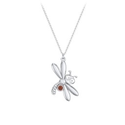 Kids Dragonfly Birthstone Critter Necklace in 925 Sterling Silver with Garnet