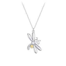 Kids Dragonfly Birthstone Critter Necklace in 925 Sterling Silver with Citrine
