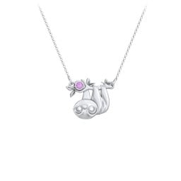 Kids Sloth Birthstone Critter Necklace
