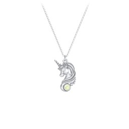 Kids Unicorn Pendant Necklace with Birthstone in 925 Sterling Silver with Peridot