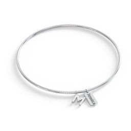 Classic Bangle with Pavé Initial and Engravable Tag Charms - M