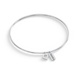 Classic Bangle with Pavé Initial and Engravable Tag Charms - Q