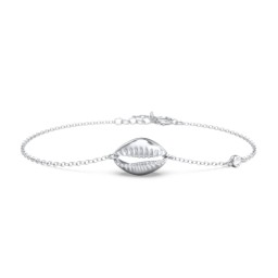 Coffee Bean Shell Bracelet with Bezel Set Gemstone