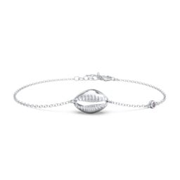 Coffee Bean Shell Bracelet with Bezel Set Gemstone