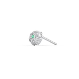 Ocean Collection Single Stud With Accent - Sea Urchin in 925 Sterling Silver with Emerald