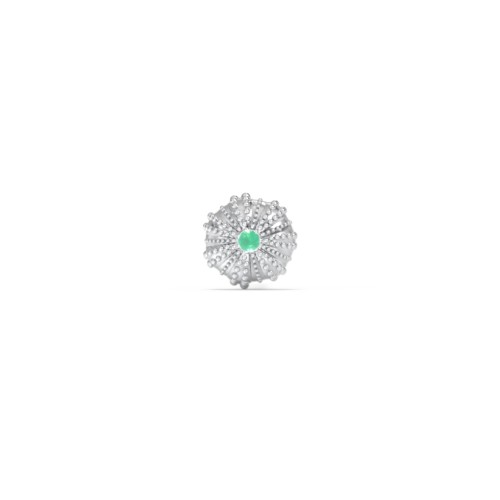 Ocean Collection Single Stud With Accent - Sea Urchin – Sterling Silver with Emerald