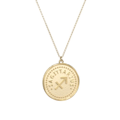Sagittarius Coin Charm Necklace – 18K Gold Plated Silver