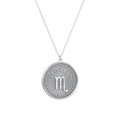 Scorpio Coin Charm Necklace – Sterling Silver