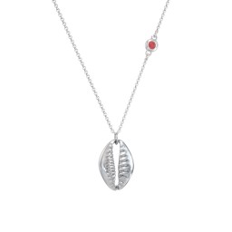 Coffee Bean Shell Necklace with Bezel Set Gemstone