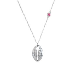 Coffee Bean Shell Necklace with Bezel Set Gemstone