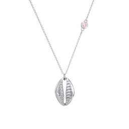 Coffee Bean Shell Necklace with Bezel Set Gemstone in 925 Sterling Silver with Pink Tourmaline