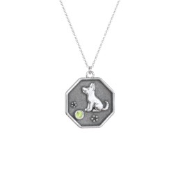 Year of the Dog Engravable Zodiac Medallion Necklace in 925 Sterling Silver with Peridot