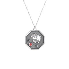 Year of the Ram Engravable Zodiac Medallion Necklace – Sterling Silver with Ruby
