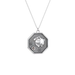 Year of the Ram Engravable Zodiac Medallion Necklace in 925 Sterling Silver with Smokey Quartz