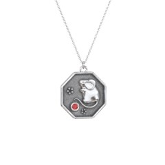 Year of the Rat Engravable Zodiac Medallion Necklace – Sterling Silver with Citrine