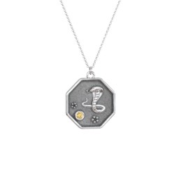 Year of the Snake Engravable Zodiac Medallion Necklace in 925 Sterling Silver with Citrine
