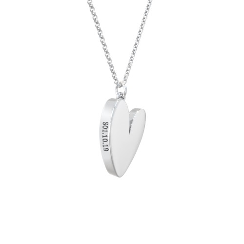 Tilted Heart with Side Engraving – Sterling Silver