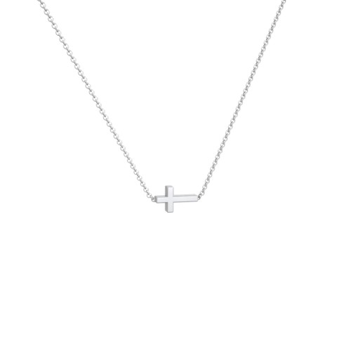Sideways Cross Necklace – Sterling Silver