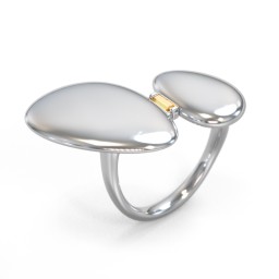 Pebble Statement Ring with Gemstone in 925 Sterling Silver with Citrine