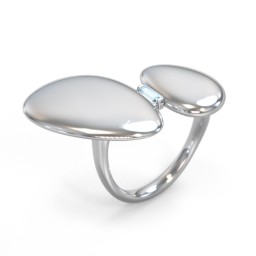 Pebble Statement Ring with Gemstone in 925 Sterling Silver with Blue Topaz