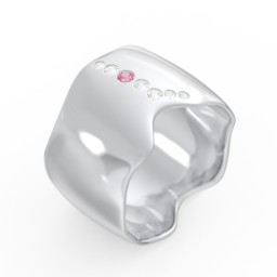 Molten Statement Ring in 925 Sterling Silver with Pink Tourmaline and Cubic Zirconia