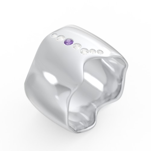 Molten Statement Ring – Sterling Silver with Amethyst and Cubic Zirconia