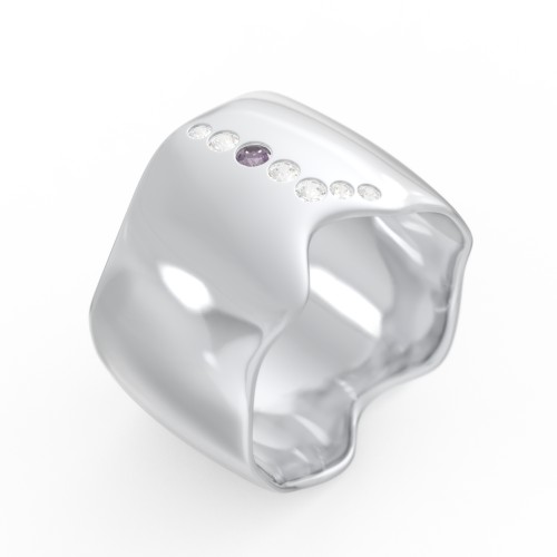 Molten Statement Ring – Sterling Silver with Alexandrite and Cubic Zirconia