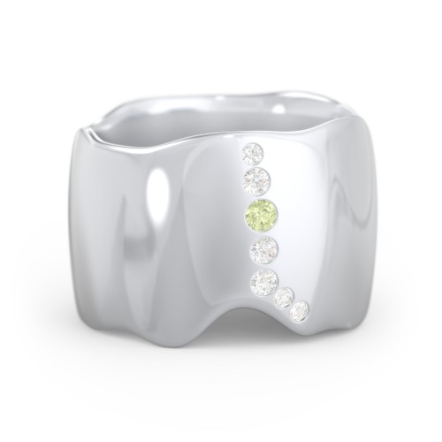 Molten Statement Ring – Sterling Silver with Peridot and Cubic Zirconia
