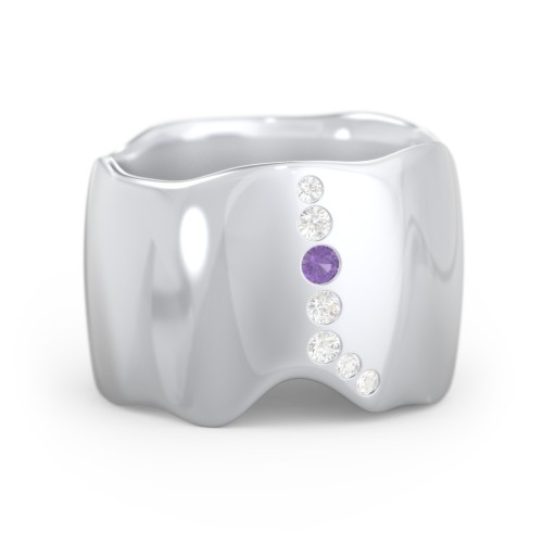Molten Statement Ring – Sterling Silver with Amethyst and Cubic Zirconia