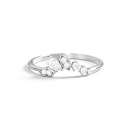 Dainty Marquise Contour Band in 10K Solid White Gold with Diamond