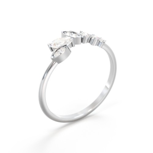 Dainty Marquise Contour Band – 10K White Gold with Diamond