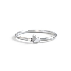 Dainty Folded Heart Ring with Accent – Sterling Silver with Citrine