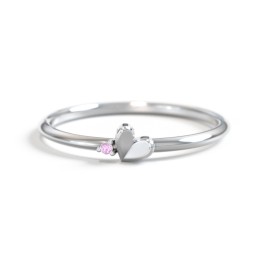 Dainty Folded Heart Ring with Accent in 925 Sterling Silver with Amethyst