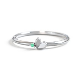 Dainty Folded Heart Ring with Accent in 925 Sterling Silver with Emerald