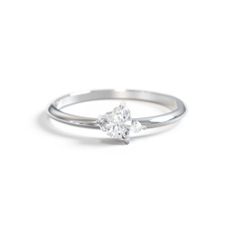 Dainty Diagonal Gemstone Heart Ring with Accent