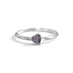 Dainty Diagonal Gemstone Heart Ring with Accent