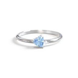 Dainty Diagonal Gemstone Heart Ring with Accent