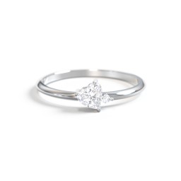 Dainty Diagonal Gemstone Heart Ring with Accent