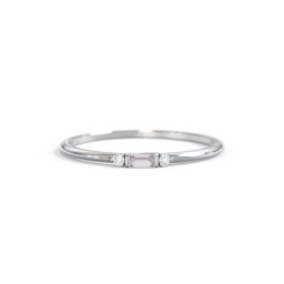 Dainty East-West Minimalist Baguette Ring with Accents in 925 Sterling Silver with Alexandrite and Cubic Zirconia