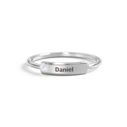 Engravable Bar Ring with Accent