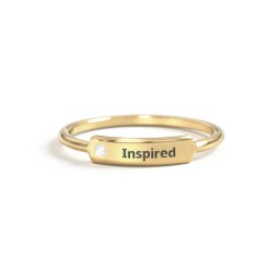 Engravable Bar Ring with Accent
